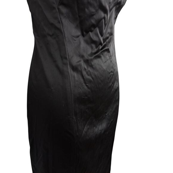 Guess Collection USA Made Satin Solid Little Black Dress V-Back Stretch sz 4 - Picture 3 of 16